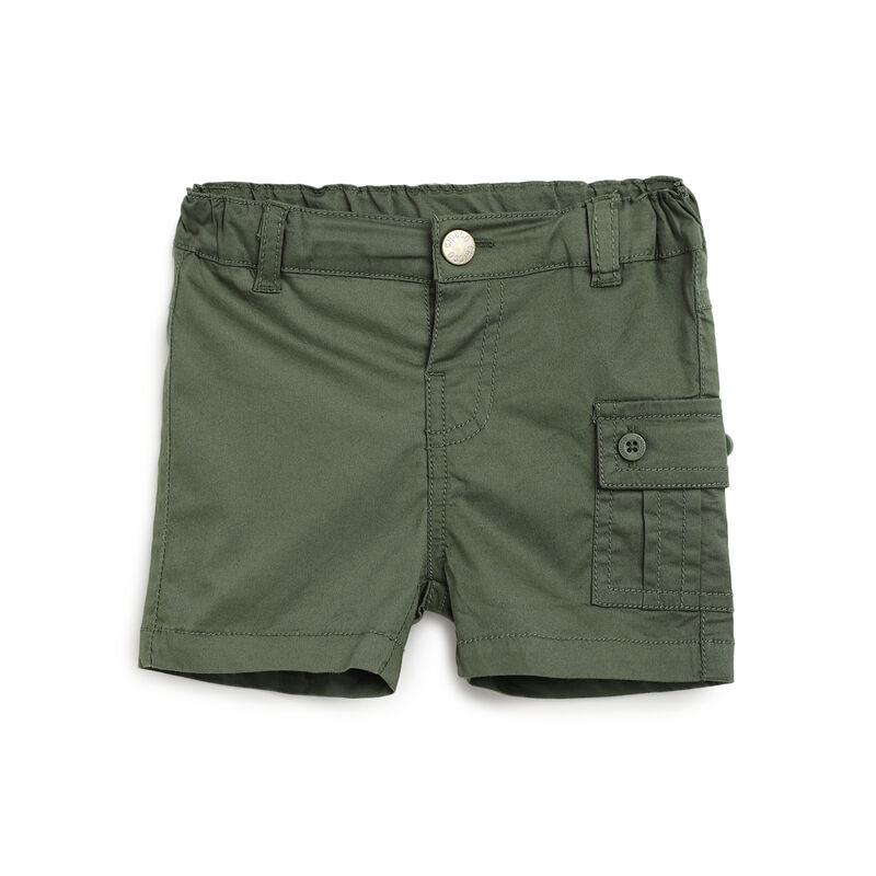 Boys Medium Green Solid Shorts image number 0